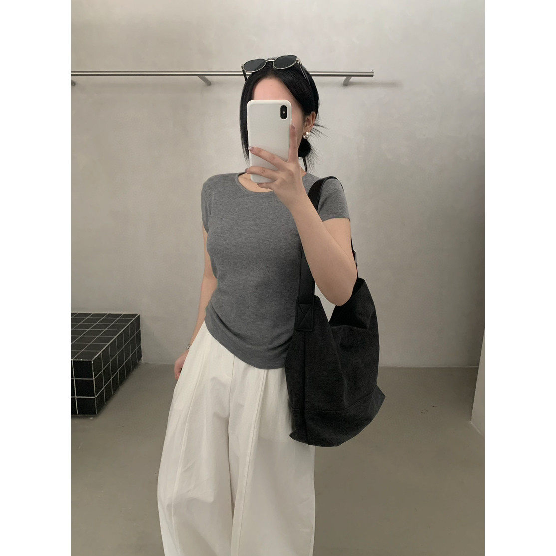 H-XL韩系简约圆领舒适感百搭修身显瘦休闲条纹百搭短袖针织衫女春