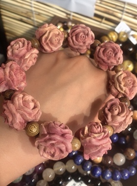 红柏木小玫瑰饰品配饰手串DIY配件