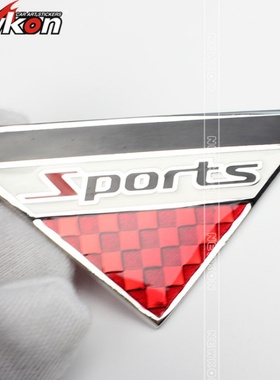 Sport三角形车标 运动车标锌合金车标3D金属车标红色