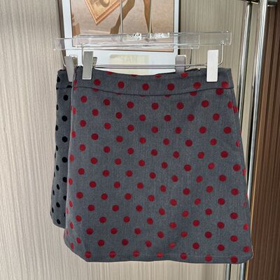 1093撤柜DS波点短裙半身裙2025春秋新款复古高腰修身显瘦裙子