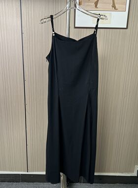1041撤柜cg夏季连衣裙黑色修身显瘦新款吊带无袖背心打底长裙
