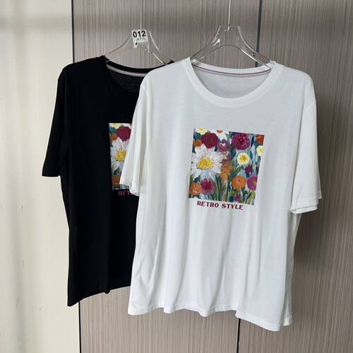 6148品牌剪标2026大码棉新款印花半袖短袖夏季T恤百搭宽松上衣