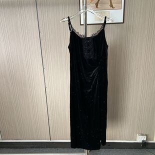 0696撤柜剪标时尚女装2026吊带连衣裙丝绒鱼尾气质长裙