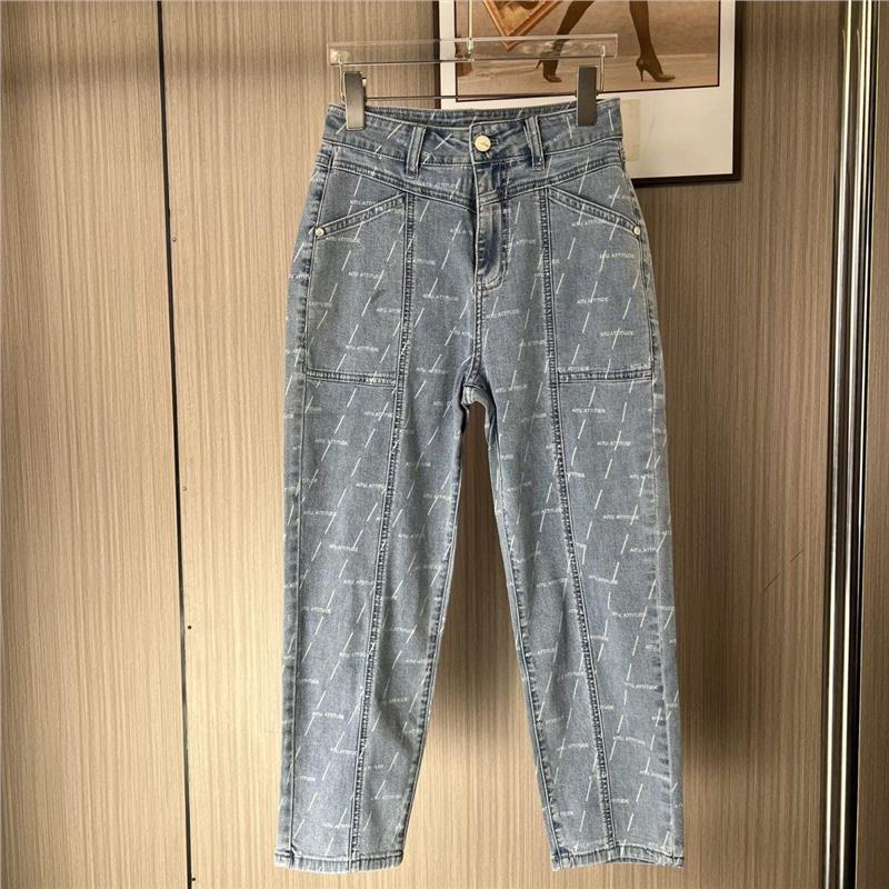 9008撤柜ATU新款高腰宽松牛仔牛仔裤直筒设计感小众长裤
