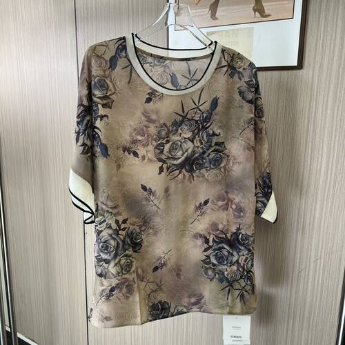 0286品牌撤柜FS夏季新款碎花宽松版短袖T恤衫花色上衣