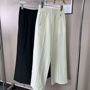 3205撤柜WL南油货夏季薄款阔腿裤女松紧裤子休闲裤九分筒裤宽松