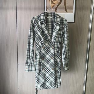 11037撤柜ATU时尚 风衣外套 格子中长款