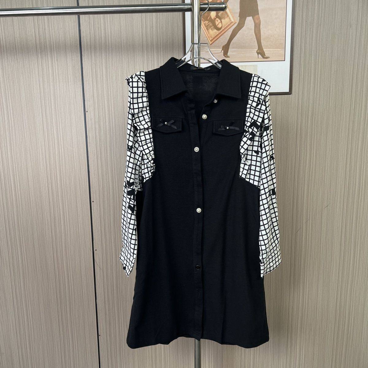 1014撤柜撤柜大码女装气质设计长袖新款印花拼接时尚连衣裙衬衫,女装/女士精品,连衣裙,淘宝优惠券,粉丝福利购,淘宝优惠卷