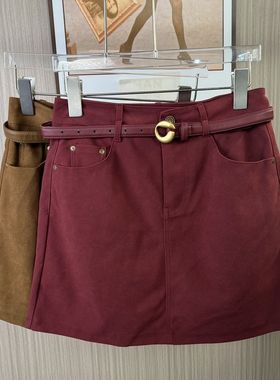 1147撤柜DS秋季纯色新款韩版复古半身裙女装显瘦短裙