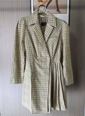 11044撤柜ATU百褶西装修身秋装格子连衣裙时尚新款