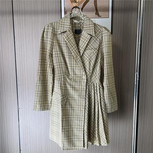 新款 11044撤柜ATU百褶西装 格子连衣裙时尚 秋装 修身
