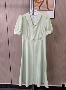 1065撤柜AL新款法式气质短袖显瘦连衣裙收腰长裙夏季温柔裙子