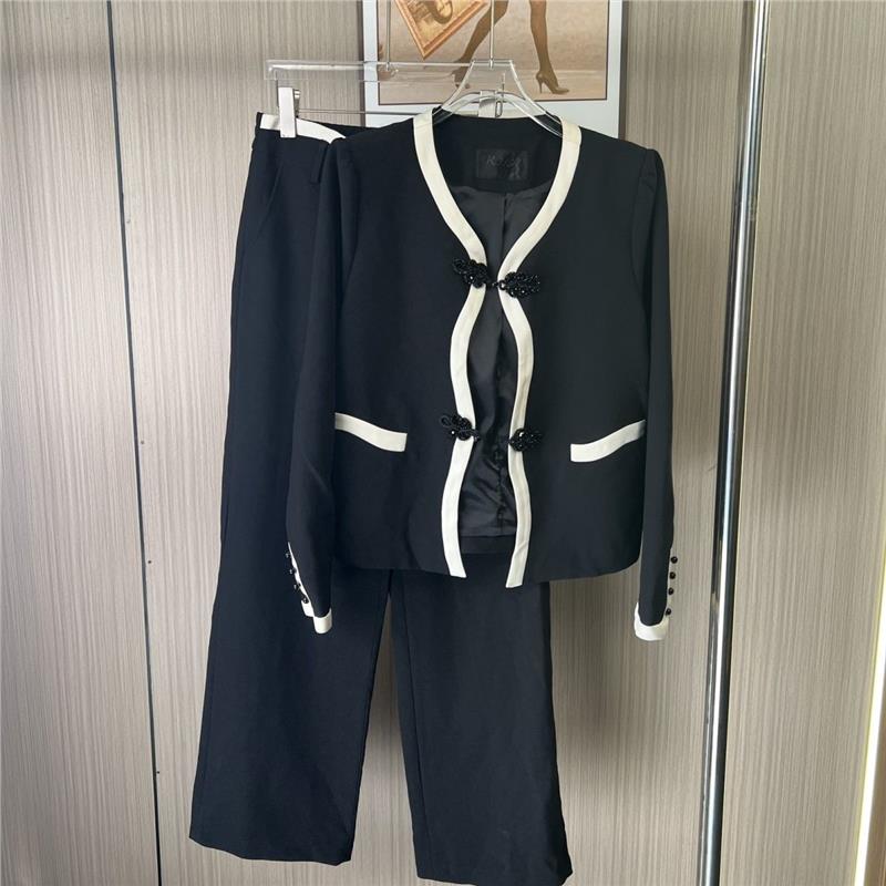 7154撤柜KK新款香风外套针织时尚开衫阔腿裤气质套装