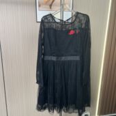 女装 黑色同款 蕾丝连衣裙气质新款 1079撤柜cg大码 收腰长袖