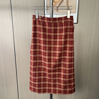 1171撤柜DS复古格子2025半身裙秋冬新款气质显瘦百搭高毛呢长裙