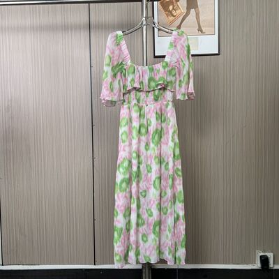 3108品牌撤柜WL南油女装碎花气质连衣裙新款收腰显瘦夏季长裙