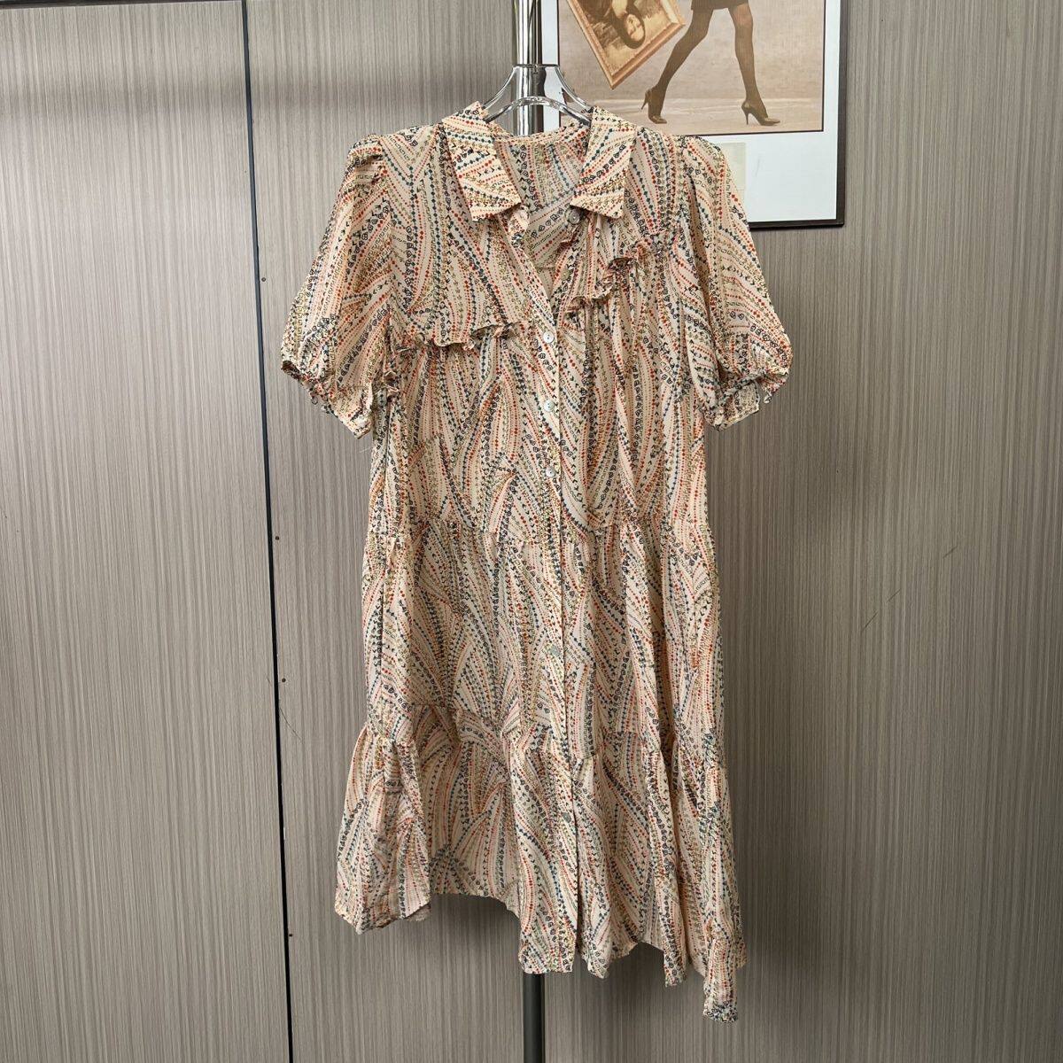 9338品牌撤柜女装南油货夏季新款碎花连衣裙短袖过膝长裙