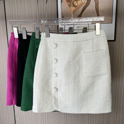 1179撤柜xxq香风气质半身裙短裙秋冬高腰设计显瘦裙子毛呢