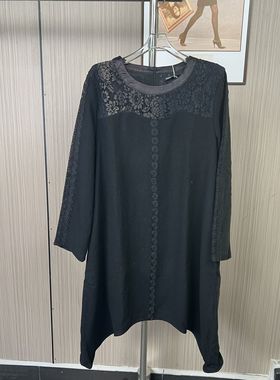 9783撤柜cg大码女装蕾丝新款气质长袖洋气时尚宽松连衣裙拼接裙子