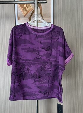 5065品牌撤柜CH夏季新款宽松版紫色T恤上衣国风新中式打底衫