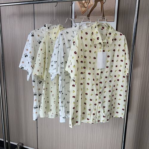 8801撤柜夏季新款印花短袖衬衫宽松休闲百搭衬衣上衣发货