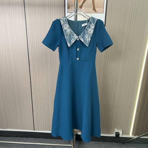 1034撤柜AL连衣裙法式短袖新款收腰娃娃复古女装气质裙子夏季