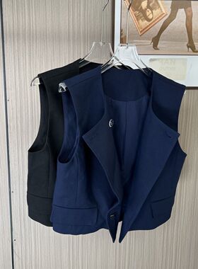 1507撤柜xxq西装马甲背心春秋新款修身外套工装坎肩短款