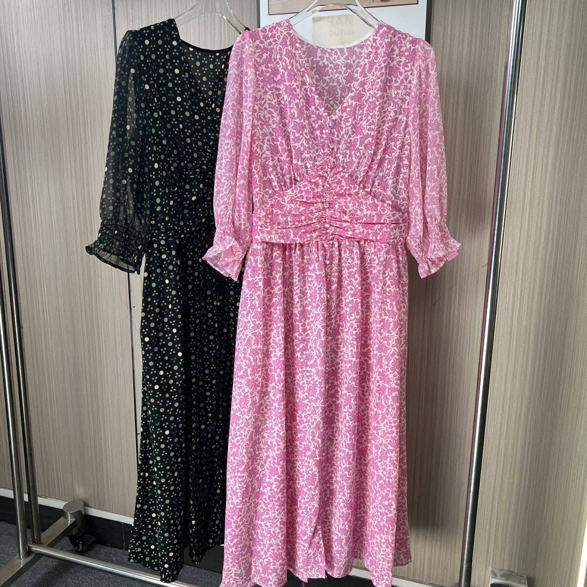 9985撤柜南油货浪漫碎花花色连衣裙气质长裙飘逸时尚度假法式收腰