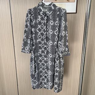 9569撤柜气质新款中年复古妈妈连衣裙印花休闲春季显瘦中长款碎花