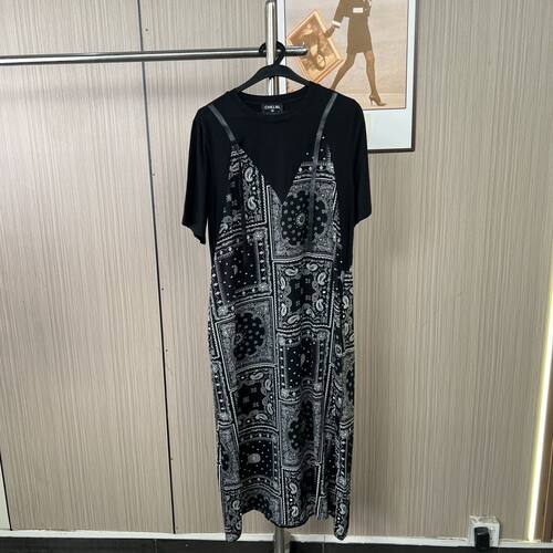 A026集合链接大码夏季拼接印花宽松显瘦新款连衣裙