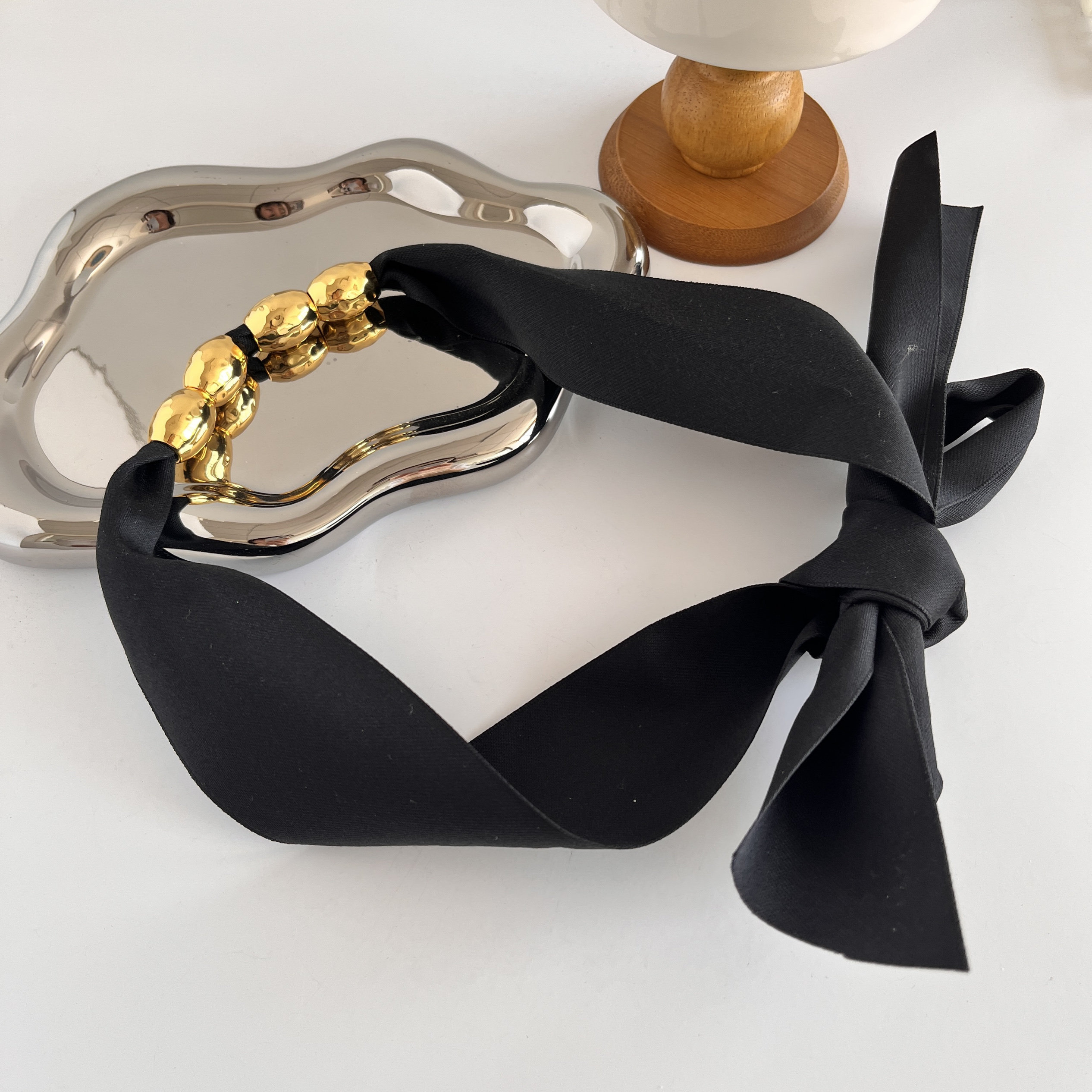 小众设计金色锤纹丝巾项链轻奢高级感宴会礼服配饰锁骨链个性时尚