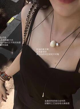 情绪吊坠项链女款象牙果银球高级感轻奢小众精致颈链配饰2024新