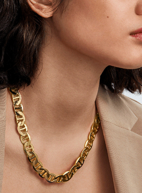 欧美夸张粗链条猪鼻子项链毛衣链女宽版长款嘻哈风牛仔裤腰链配饰