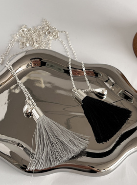 博主车静媛同款mohhe水滴流苏项链女ins小众高级感简约叠戴毛衣链