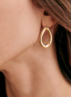 天然巴洛克淡水珍珠异形耳钉女金属海螺高级感精致轻奢小众耳饰品