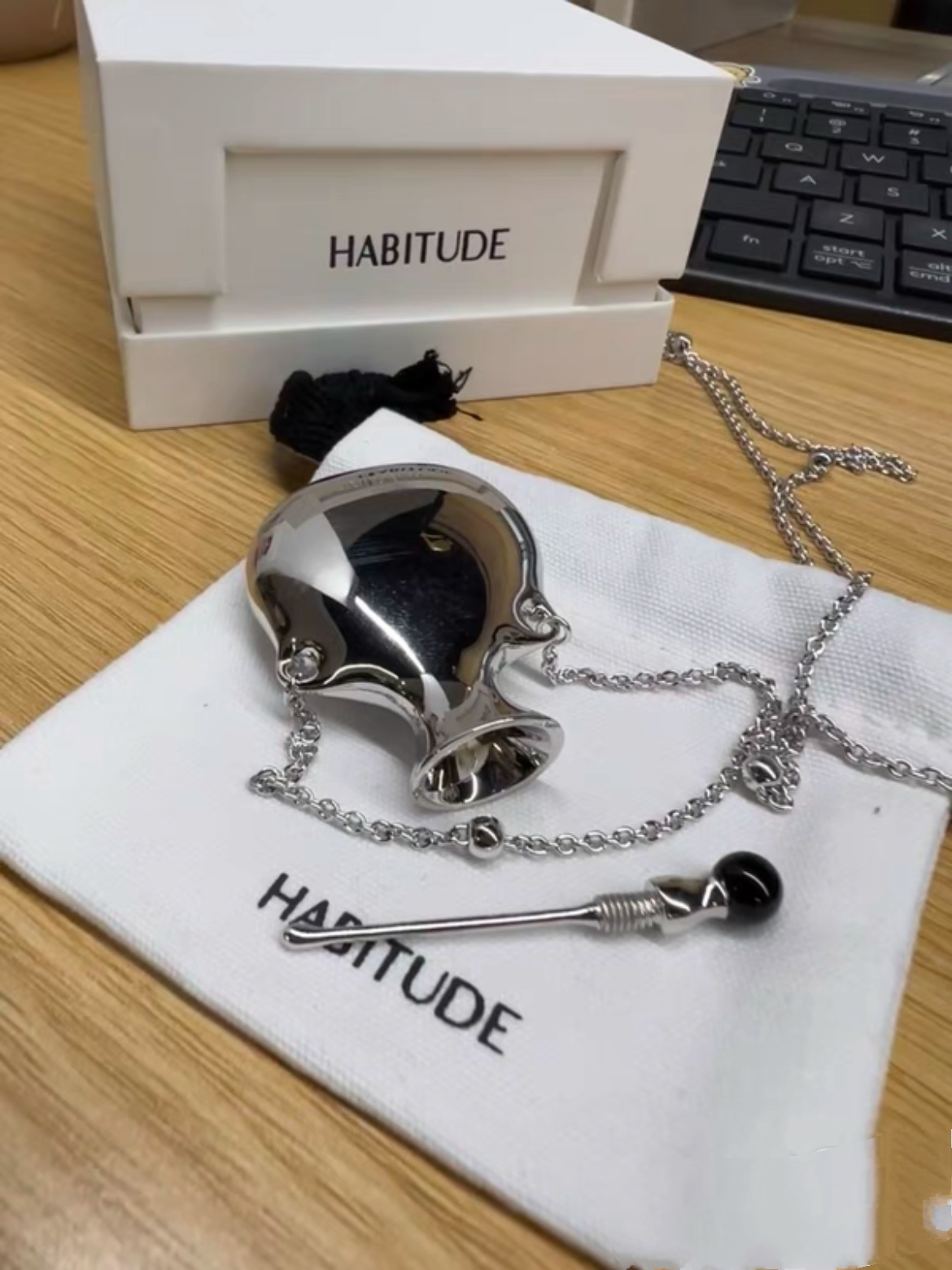 habi香水瓶项链银色长款轻奢颈链简约高级感链子毛衣链卫衣链新款