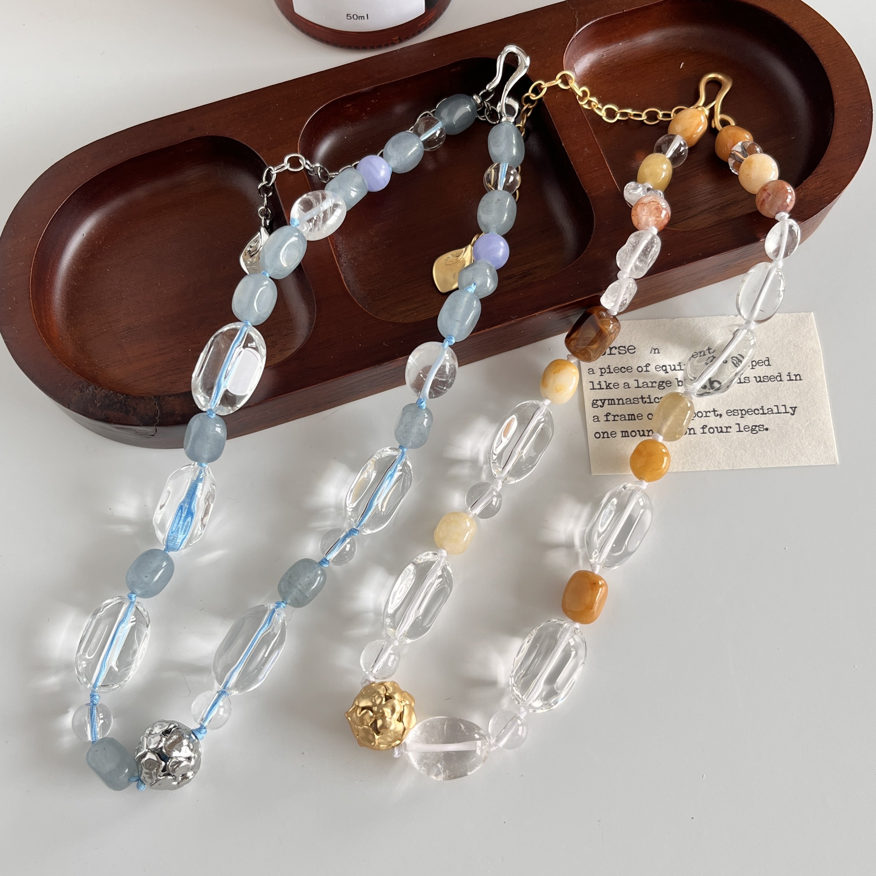 秋冬新品映夏系列绣球串珠手链项链女高级天然白水晶大灯泡锁骨链