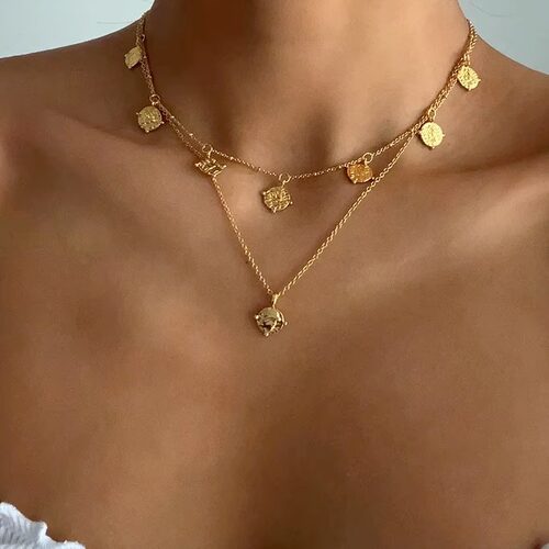 savi同款ins冷淡风叠戴项链necklaces欧美士兵头像项圈女 jewelry