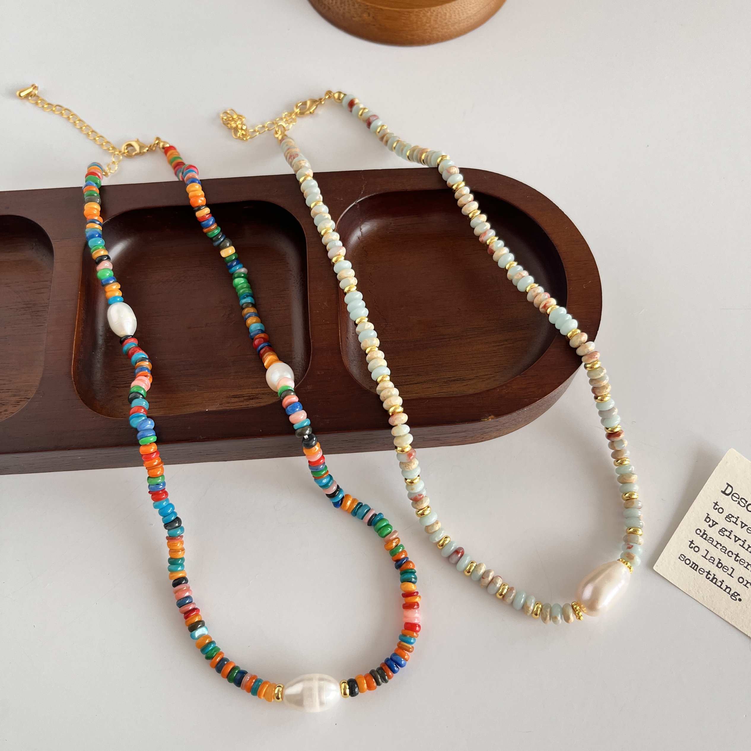 天然串珠项链女天然淡水珍珠小众设计感高级轻奢气质百搭锁骨链