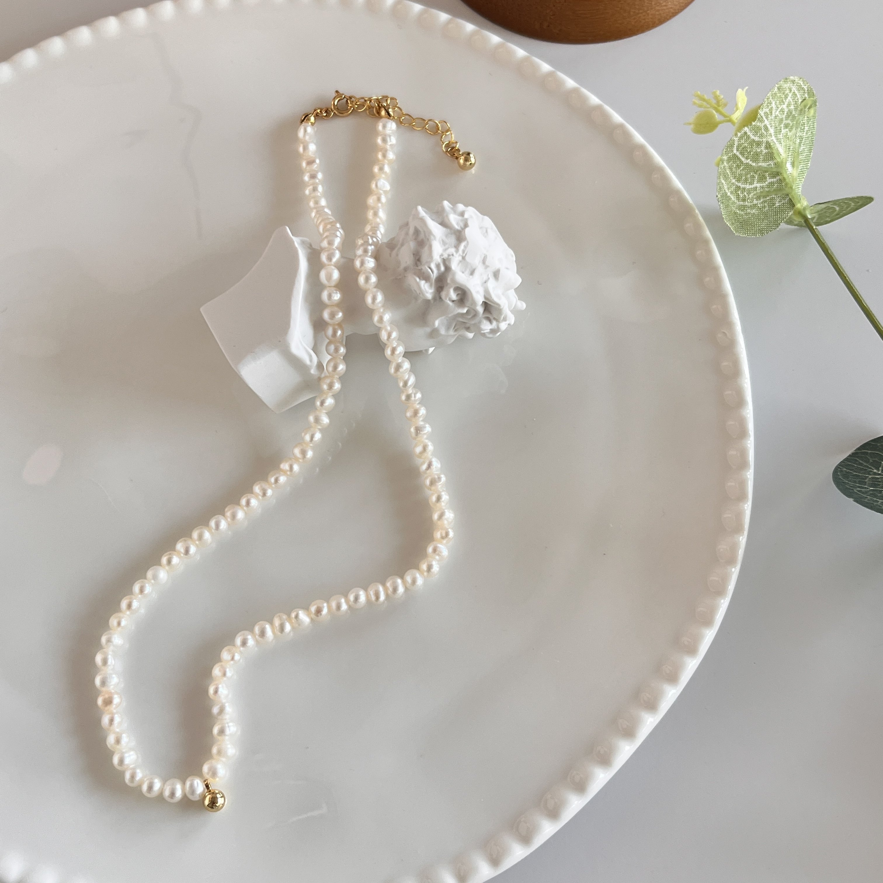 天然淡水小米珠强光珍珠项链女baby珠轻奢小众高级感锁骨链配饰