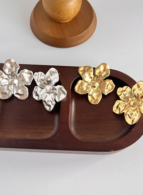 花神系列立体大花朵造型耳钉小众设计高级感金银双色耳环戒指项链