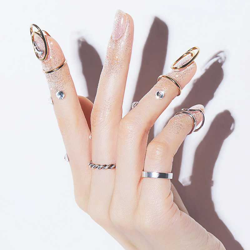 ins冷淡简约韩国开口可调节指甲