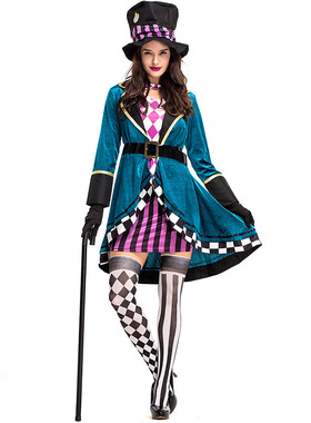 圣诞节女装爱丽丝驯兽师扮演 魔术师疯帽子演出服Mad hat costume