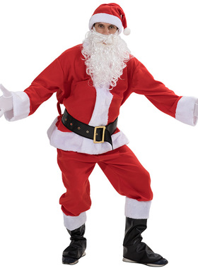 蒸纱绒开身圣诞老人服装男款7件套装圣诞服饰Santa Claus costume
