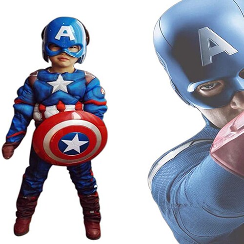 万圣节儿童男 美国队长英雄人物扮演服装Captain America Costume