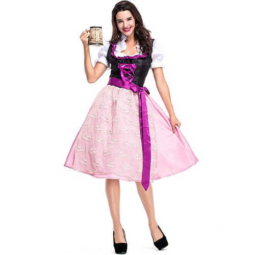 圣诞节派对女装粉色女裙Bavaria Oktoberfest costume beer girl