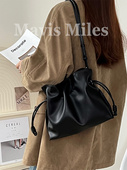 Mavis Miles牛皮福袋包抽绳褶皱垃圾袋小众单肩斜挎包休闲ins584