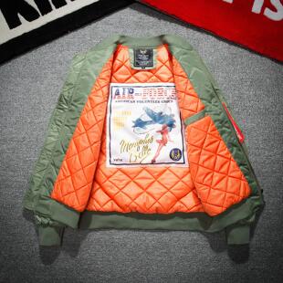 秋冬纯色MA1飞行员夹克男女韩版宽松外套棒球棉服加厚保暖棉衣潮