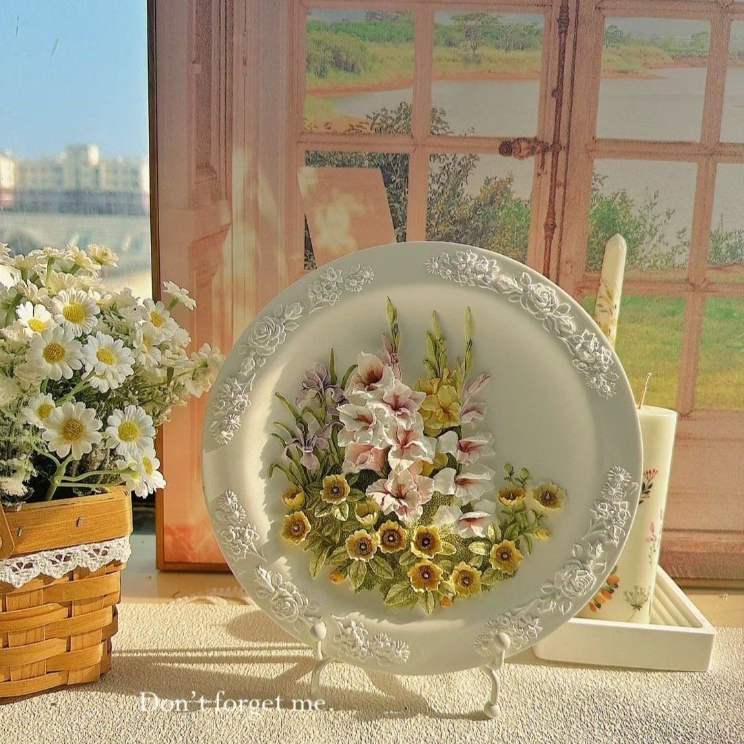 石膏立体花盘白胚桌面装饰摆件创意涂色手工艺品团建彩绘diy活动