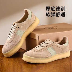 2024新款复古德训鞋男鞋低帮休闲板鞋反绒皮鞋生胶底百搭系带鞋